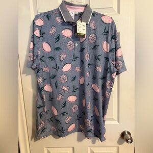 Puma Blue and Pink Citrus Pattern Polo Shirt